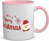 Akyol - kerst mok merry christmas kerstman koffiemok - theemok - roze - Kerstmis - kerst beker - winter mok - kerst mokken - christmas mug - kerst cadeau - 350 ML inhoud