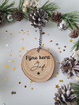 kerstbal van hout | fijne kerst juf| boomschijf | kersthanger | houten kerstbal | kerst decoratie
