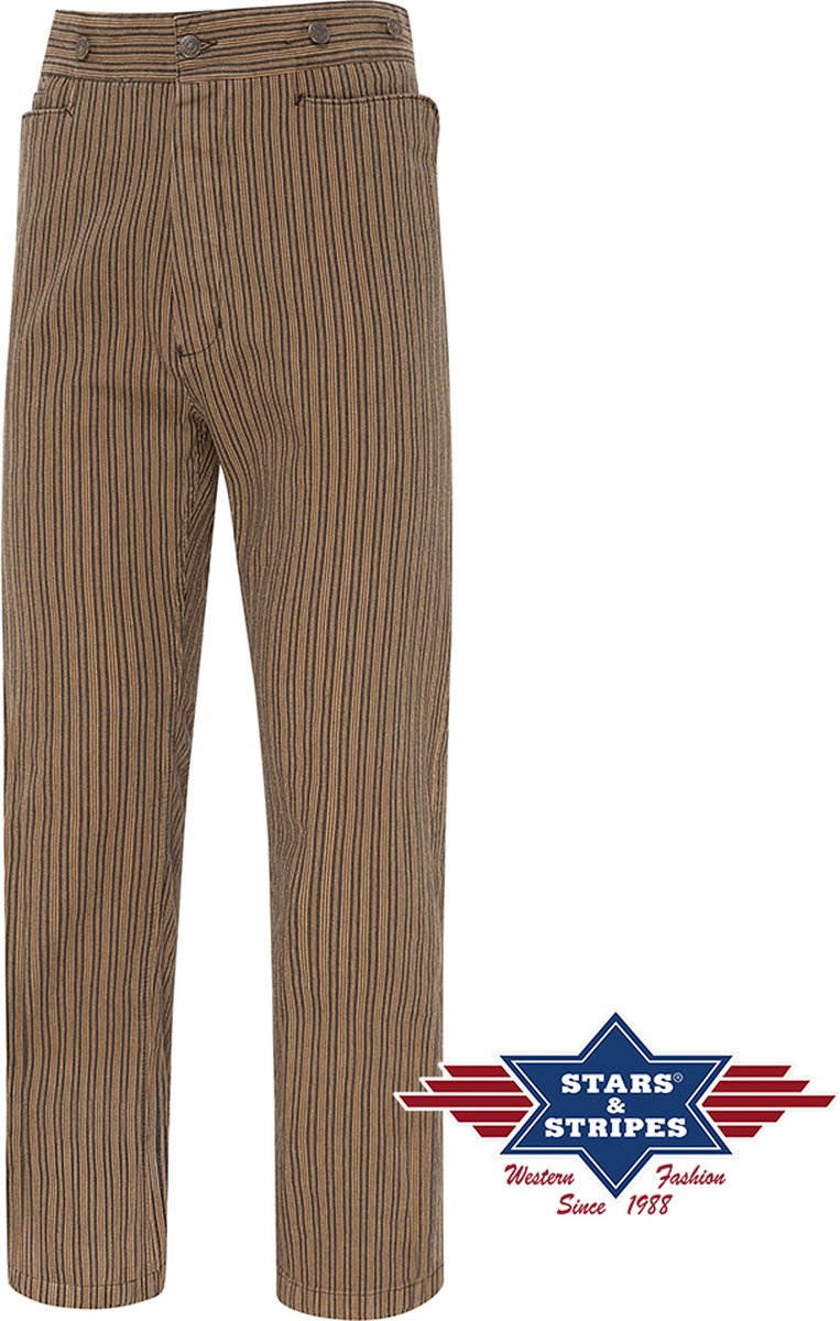 Stars & Stripes - Old Western Style broek Frankie bruin - maat 36 inch