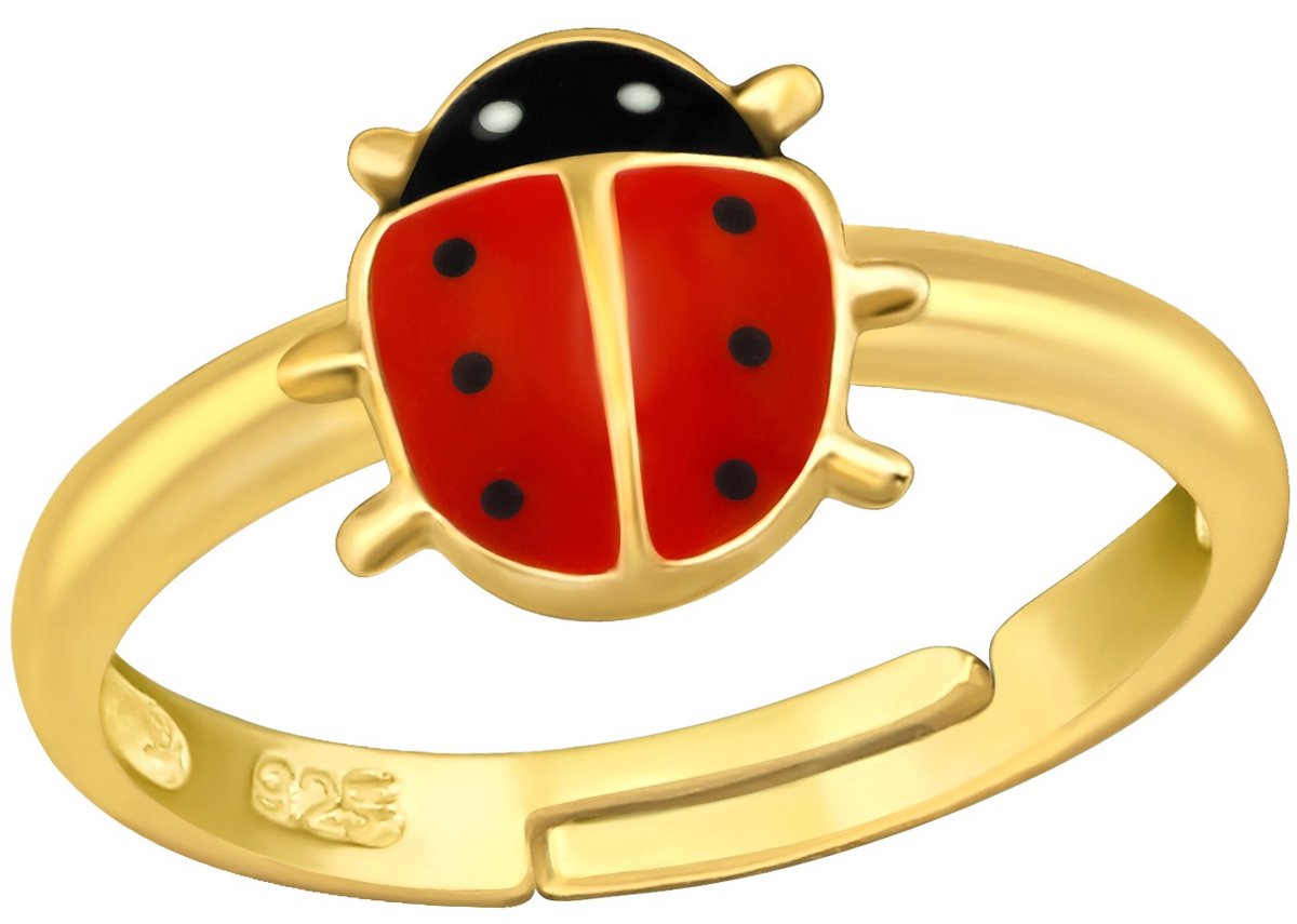 Joie S Bague coccinelle en argent reglable plaque or 14 carats pour enfant bol