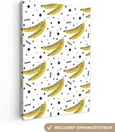 Canvas schilderij 120x180 cm - Wanddecoratie Fruit - Bananen - Patroon - Muurdecoratie woonkamer - Slaapkamer decoratie - Kamer accessoires - Schilderijen