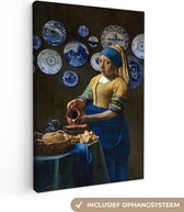 Oude Meesters Canvas - 80x120 - Canvas Schilderij - Melkmeisje - Vermeer - Meisje met de Parel