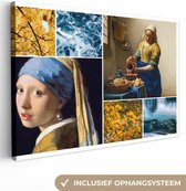 Oude Meesters Canvas - 120x80 - Canvas Schilderij - Vermeer - Collage - Melkmeisje
