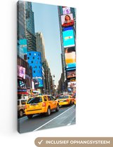 Canvas Schilderij New York - Taxi - Geel - 40x80 cm - Wanddecoratie