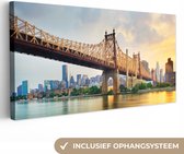Canvas Schilderij New York - Queens - Manhattan - 40x20 cm - Wanddecoratie