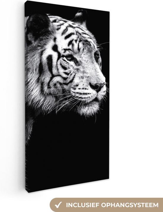 Canvas Schilderij Tijger - Wilde dieren - Licht - 20x40 cm - Wanddecoratie