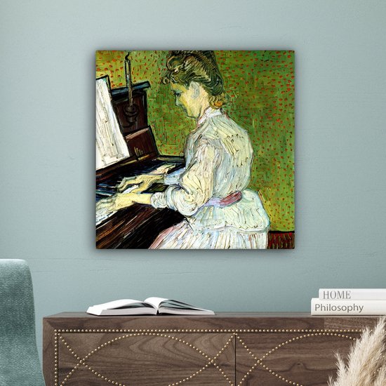 Tableau sur toile Marguerite Gachet au piano - Vincent van Gogh - 50x50 cm - Décoration murale