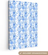 Tableau sur toile Fleurs - Roses - Blauw - 80x120 cm - Décoration murale