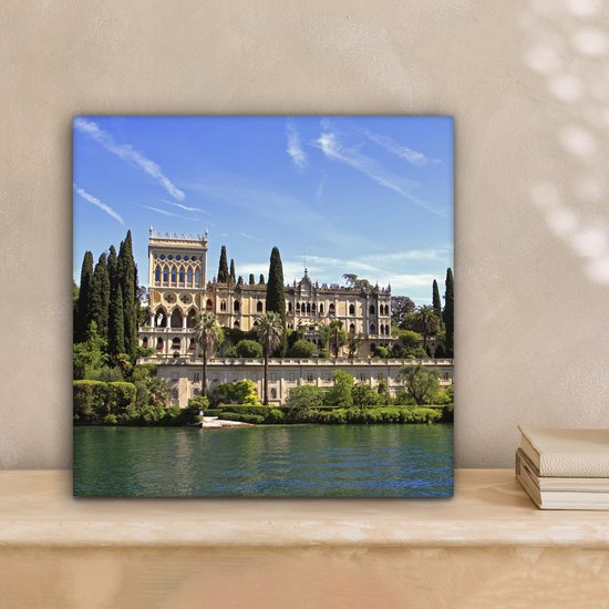 Tableau sur Toile Lac de Garde - Water - Maison - 20x20 cm - Décoration murale