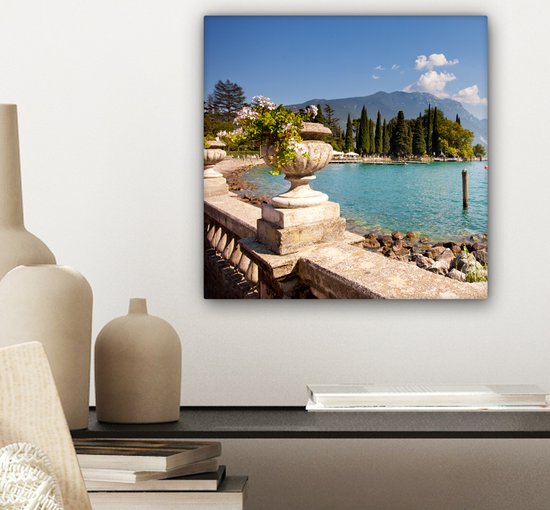 Toile Peinture Lac de Garde - Côte - Water - 20x20 cm - Décoration murale