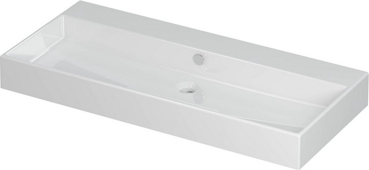 INK® Unlimited wastafel porselein zonder kraangat 100x45x11cm, glans wit