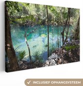 Canvas Schilderij Meer in de bossen van Tulum Mexico - 60x40 cm - Wanddecoratie