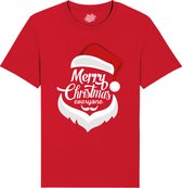 Merry Christmas Kerstbaard - Foute kersttrui kerstcadeau - Dames / Heren / Unisex Kleding - Grappige Kerst Outfit - T-Shirt - Unisex - Rood - Maat L