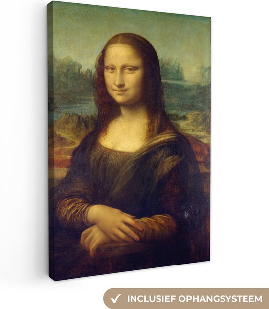 Canvas Schilderij - Mona Lisa - Leonardo da Vinci - Kunst - Schilderijen op canvas - 60x90 cm - Wanddecoratie - Woonkamer