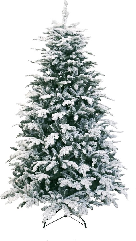 Foto: Oslo snow pine kunstkerstboom 150 cm groen 88 cm 1 110 tips besneeuwd metalen voet