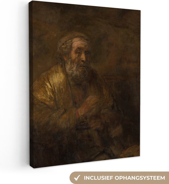 Canvas Schilderij Homerus - Rembrandt van Rijn - 90x120 cm - Wanddecoratie