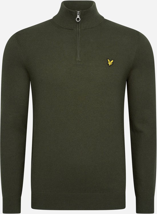 Lyle & Scott Cotton merino quarter zip jumper - olive