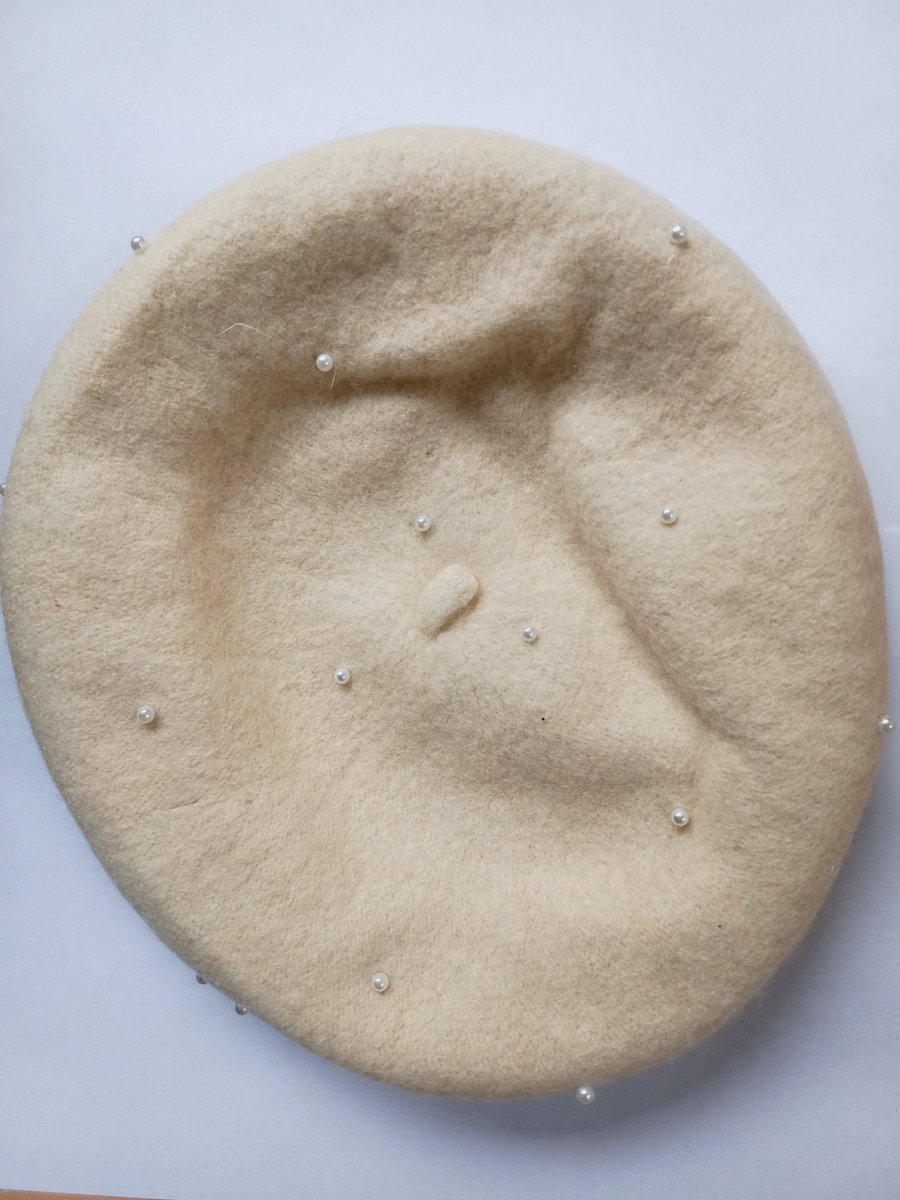 Le Sjalerie Baret Meisje Ivoor Beige Met Parels