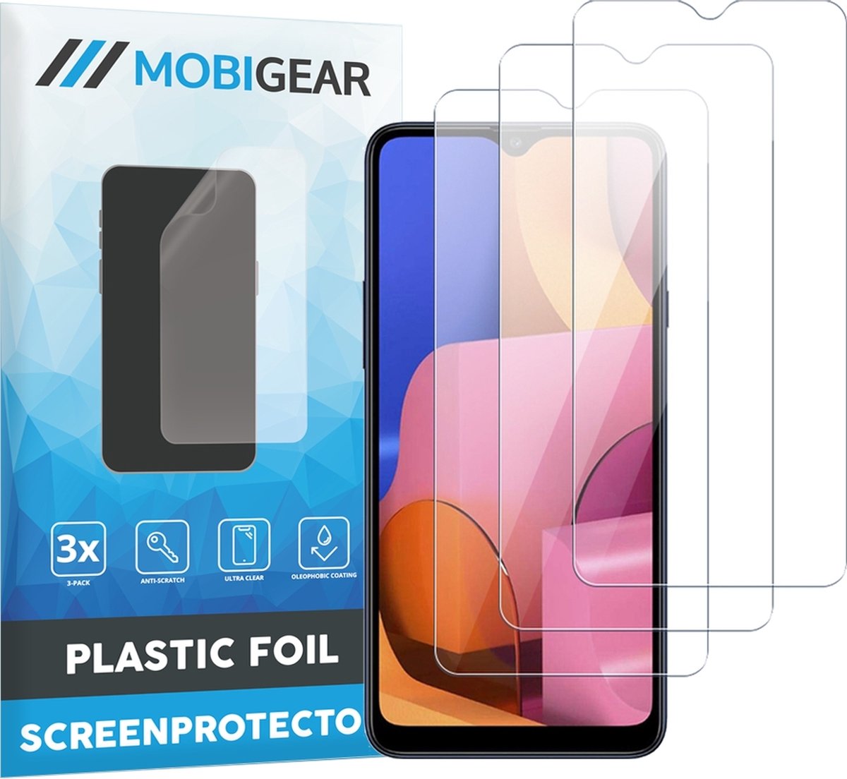 Mobigear Screenprotector geschikt voor Samsung Galaxy A20s | Mobigear Screenprotector Folie - Case Friendly (3-Pack)