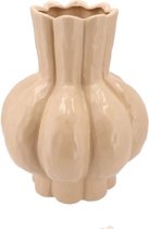 Garlic - Vaas - Zand - Lage Hals - 16x19cm - Keramiek