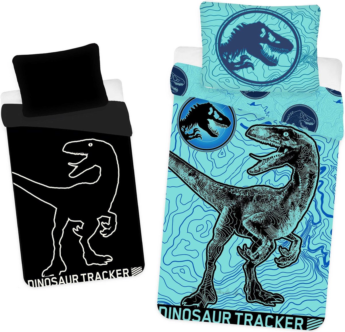 Jurassic World katoenen beddengoed, glow-in-the-dark beddengoed 140cm x 200cm OEKO-TEX