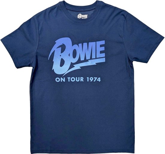 David Bowie - On Tour 1974 Heren T-shirt - XL - Blauw