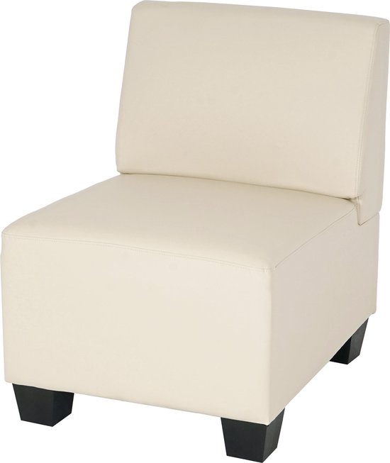 Modulaire fauteuil zonder armleuningen, middendeel Lyon, kunstleer ~ crème
