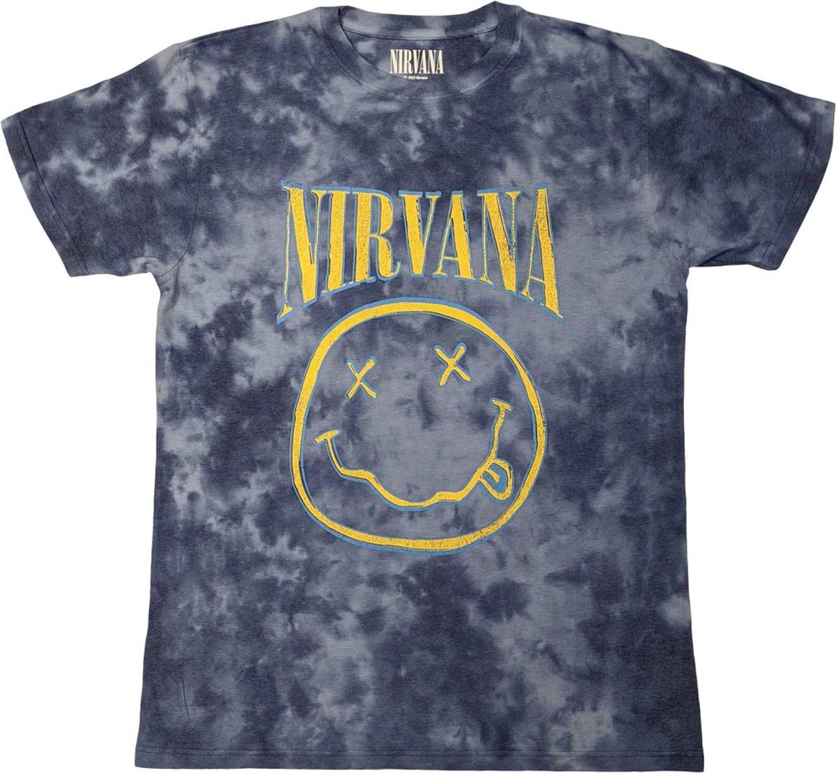 Nirvana - Happy Face Blue Stroke Heren T-shirt - S - Blauw