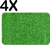 BWK Flexibele Placemat - Groen - Gras - Achtergrond - Set van 4 Placemats - 45x30 cm - PVC Doek - Afneembaar