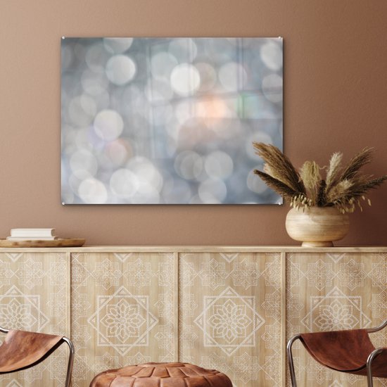 ® Glasschilderij 80x60 cm - Schilderij acrylglas - Licht - Abstract - Vormen - Foto op glas - Muurdecoratie woonkamer - Wanddecoratie slaapkamer - Schilderijen
