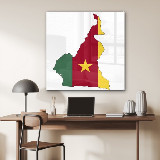 Peinture sur Verre - Dessin de la Carte du Cameroun - 90x90 cm - Peintures sur Verre Peintures - Photo sur Glas