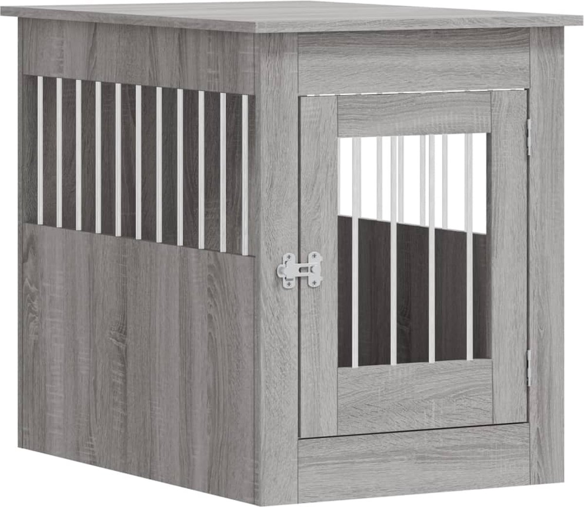 Bol.com vidaXL - Hondenbench - 55 - x - 80 - x - 68 - cm - bewerkt - hout - grijs - sonoma aanbieding