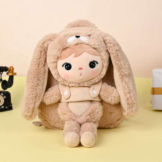 rugzak|metoo|kleuter|unisex|beige|knuffelgepersonaliseerd