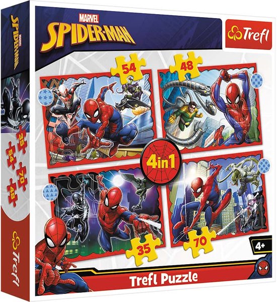 Trefl - Puzzles - "4in1" - The heroic Spider-Man / Disney Marvel Spiderman