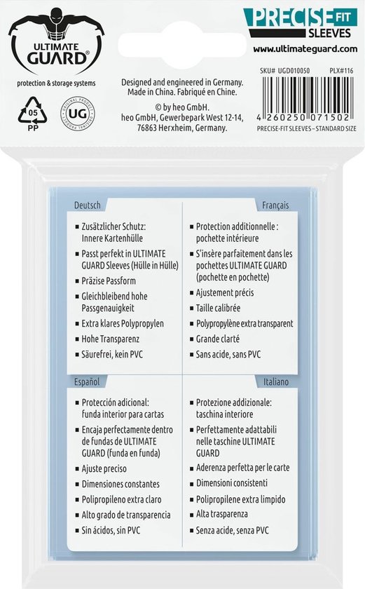 Precise-Fit Sleeves Standard Size Transparant (100x), Games