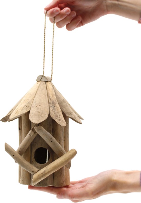 ÉDELIE | Vogelhuisje | Hout | Drijfhout | Handgemaakt | Tuindecoratie