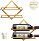 Wijnhouder van metaal voor wandmontage, opvouwbaar hangend wijnrek, organizer voor 2 flessen met sterke drank, flessenrek, wijnflessenrek voor thuis, keuken, bar, wanddecoratie