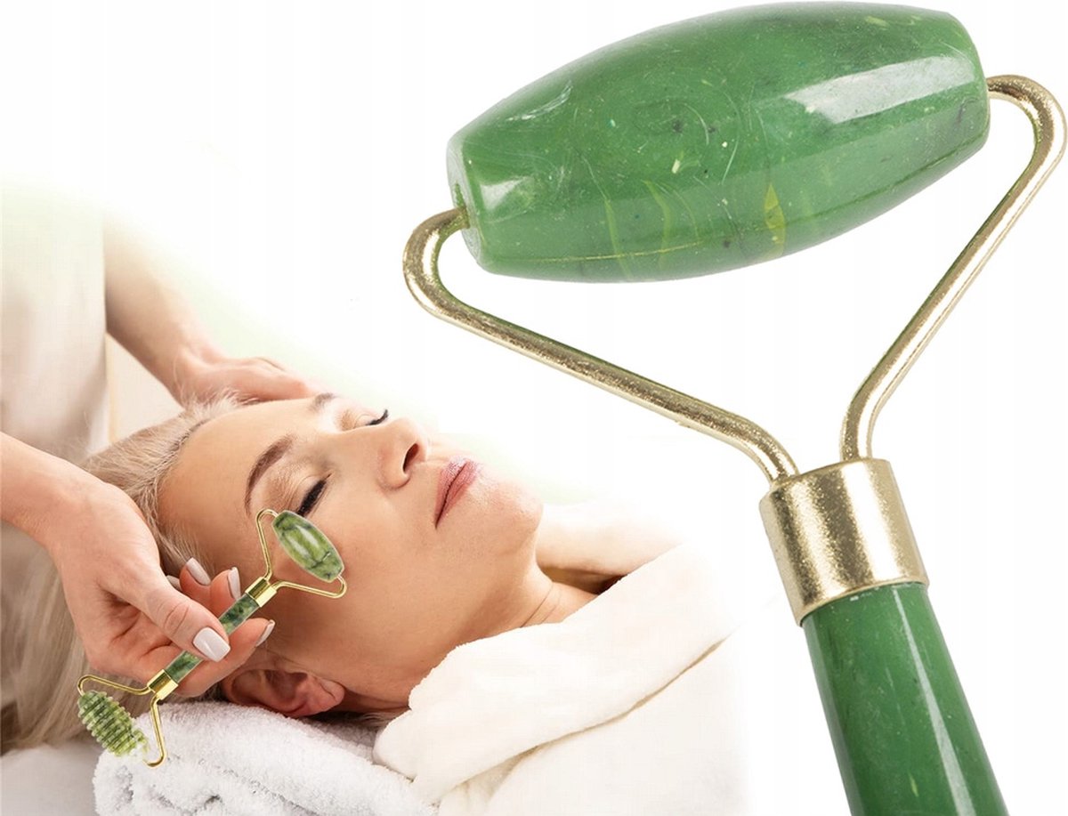 Goedkoopste Narimano® Gezichtsrollen Natuurlijke Gezichtsschoonheid - Massage Tool Groene Jade Roller Gezicht Dunne - stimulator Dubbele Hoofd Slanke Hals Lichaam Ontspanning Gezicht Lifting Tool-1 roller