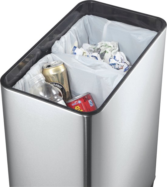 Poubelle à capteur EKO Phantom - 20 + 20 l - Inox mat - pour le tri des déchets