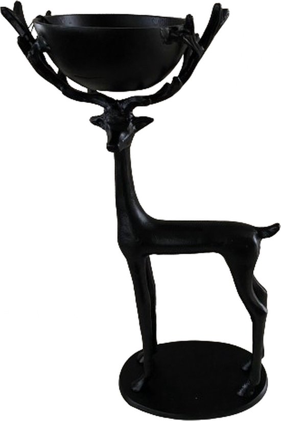Diga Colmore - Rendier met schaal - Raw Black - Kerstdecoratie - 26x13.5x50 cm
