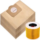 1x filtre et 10x sacs d'aspirateur adaptés à Karcher pour séries WD3 / MV3 - sacs à poussière - Remplace 6.959-130.0 - A2204 A 2201 2204 2504 SE4001