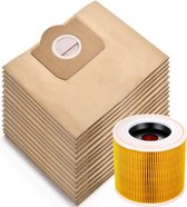 1x filtre et 15x sacs d'aspirateur adaptés à Karcher pour séries WD3 / MV3 - sacs à poussière - Remplace 6.959-130.0 - A2204 A 2201 2204 2504 SE4001