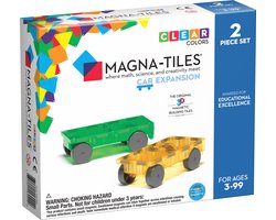 foto van Magna Tiles - 2 stuks Cars Auto's Clear Colors - Constructiespeelgoed