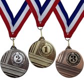 Medaille Set 3 Stuks, 1e (Goud), 2e (Silver), 3e (Brons)
