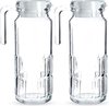 KADAX - Waterkaraf, 24 x 12 x 9 cm - glazen karaf met kunststof deksel, 1L glazen kan met stevige handgreep - glazen kan voor water, limonade, ijsthee, waterkan - Rechthoekig, 2 stuks
