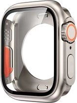 Full Cover Tempered Glass - Screen Protector - Uzzy M.F - Kleur Starlight - Volledige Cover - Geschikt Voor Apple Watch Series 8 7 6 5 4 3 2 1 SE - 44 MM - Screenprotector - Beschermer Hoes - upgrade naar nieuw model - Gehard Glas