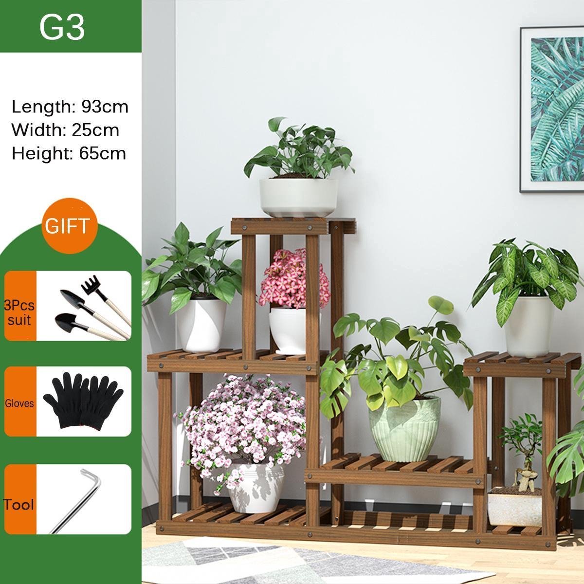 93cm Meerlaagse Houten plantenstandaard bruin zonder wielen
