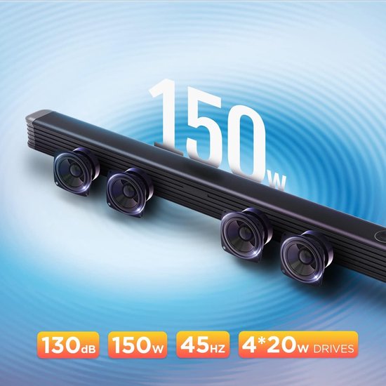 Soundbar - Geschikt Voor TV - Met Subwoofer - 2.1 kanaal - Bluetooth 5.0 -Inclusief Afstandsbediening - Ondersteunt Coaxiaal, Optisch, AUX en USB — afbeelding 3