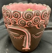Pot de fleur en céramique "visage de femme" - multicolore - hauteur 13x11x9 cm - céramique - Accessoires de maison - Accessoires de jardin - Décorations de jardin