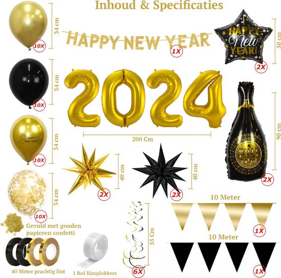 Happy New Year 2024 Versiering Oud En Nieuw Versiering Nieuw Jaar Feest